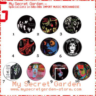 Alien Sex Fiend - Lips Can't Go, Acid Bath Album Pinback Button Badge Set ( or Hair Ties / 4.4 cm Badge / Magnet / Keychain Set )